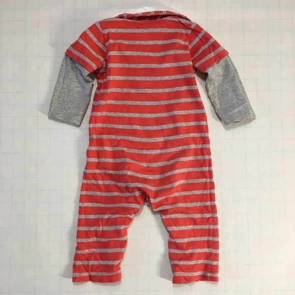 Carter's Baby Boy's Orange Gray Long Sleeves 100% cotton Romper Size 9M - Picture 2 of 9